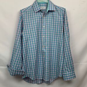 Robert Graham Blue & Purple embroidered detail dress shirt